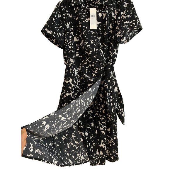 Calvin Klein Dresses & Skirts - Calvin Klein Women's Black Abstract True Wrap Dress Size 12 7292 NWT Short SLV